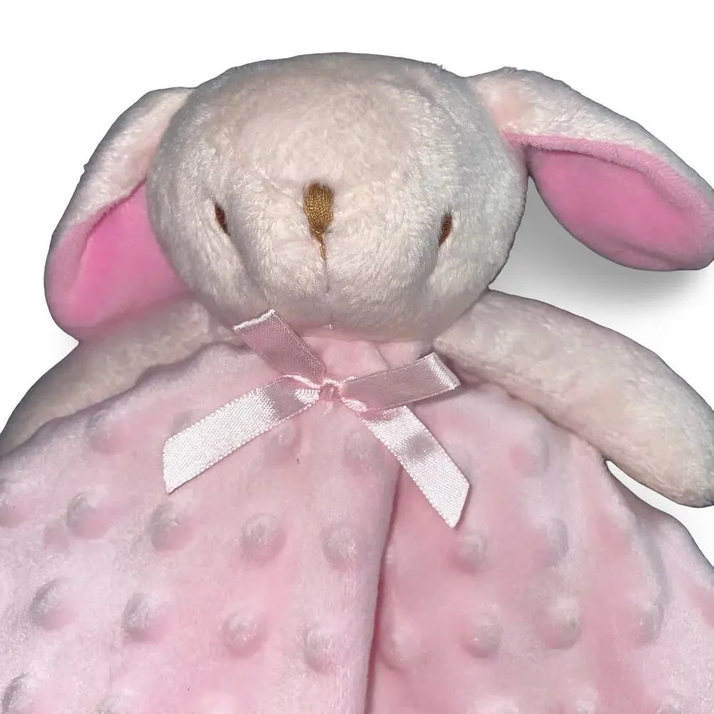 Pro Goleem Pink Bunny Rabbit Baby Lovey Security Blanket Minky Dot Satin Trim